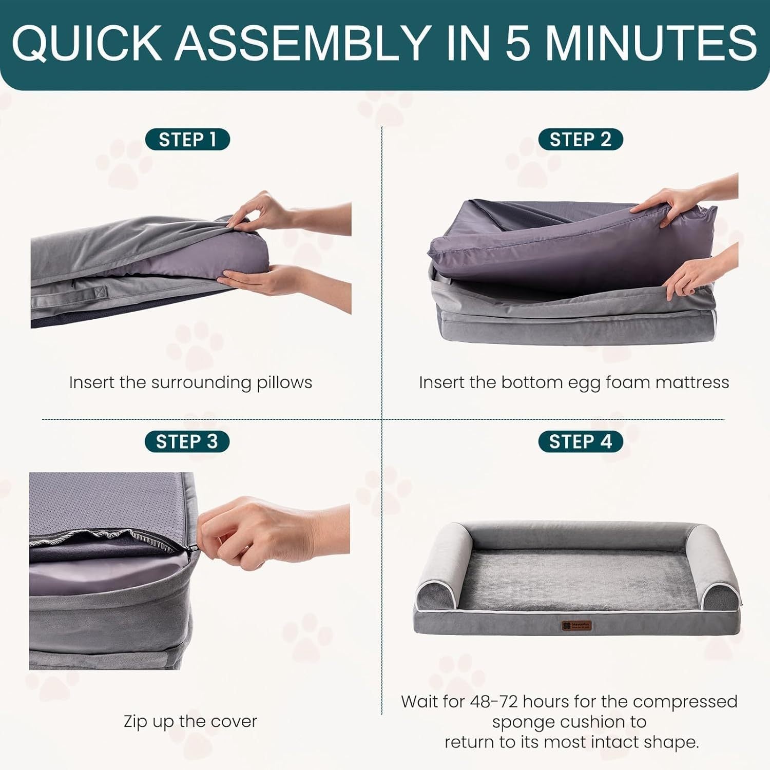 Orthopedic Dog Bed ️ XL Foam Mattress with Washable Waterproof Cover – For Large Dogs