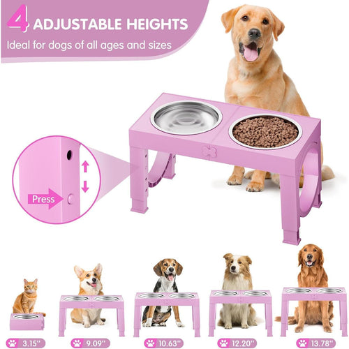 Adjustable Elevated Dog Bowl Stand 🐾 Black Raised Holder for Pet Feeding