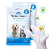 Pet Cleaning Glove Wipes 🐾 Rinse-Free Grooming & Deodorizing Wipes – Dogs & Cats (6 pcs/Pack)