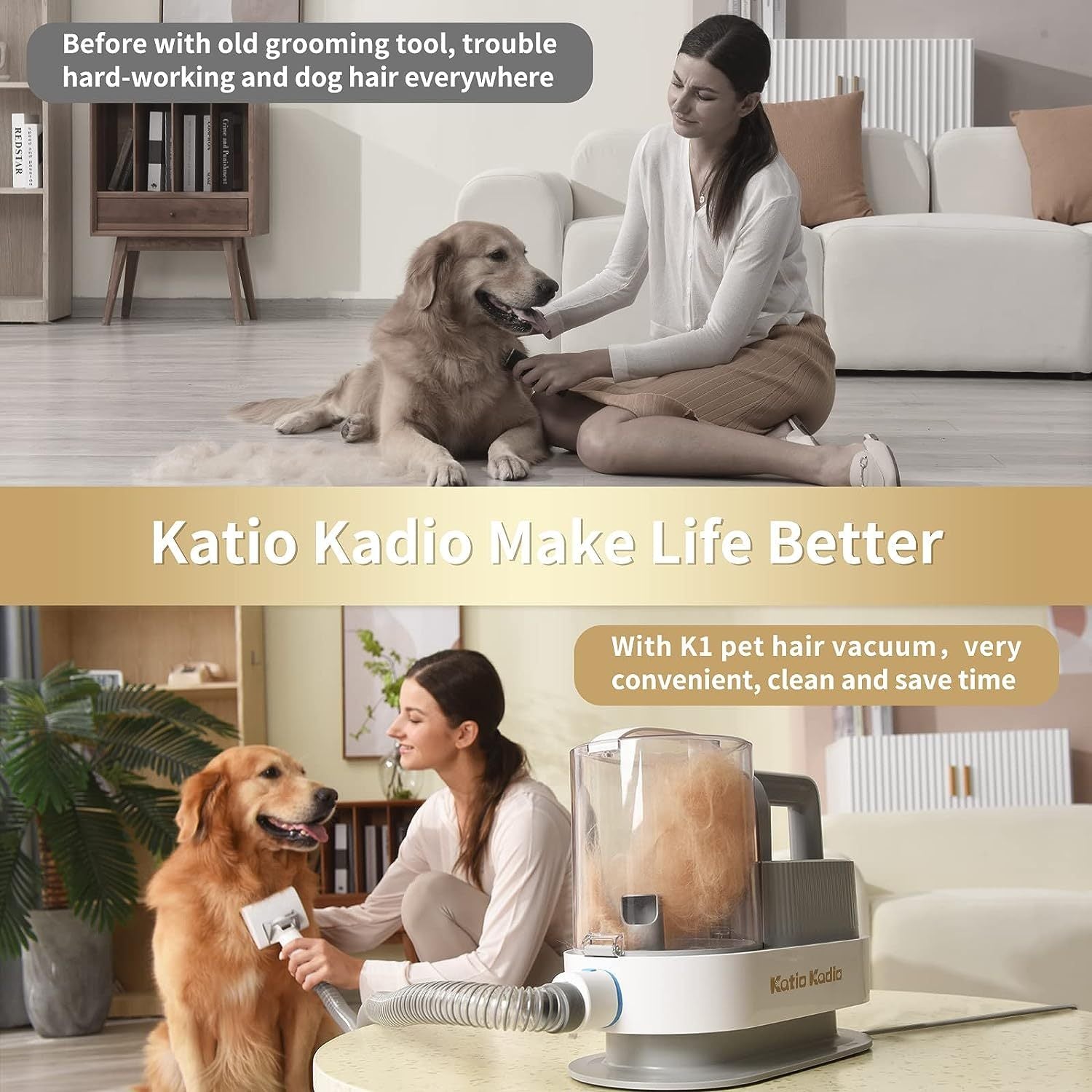 5-in-1 Pet Grooming Kit 🐾 with Vacuum Suction – Low Noise Hair Remover & Clippers for Dogs & Cats