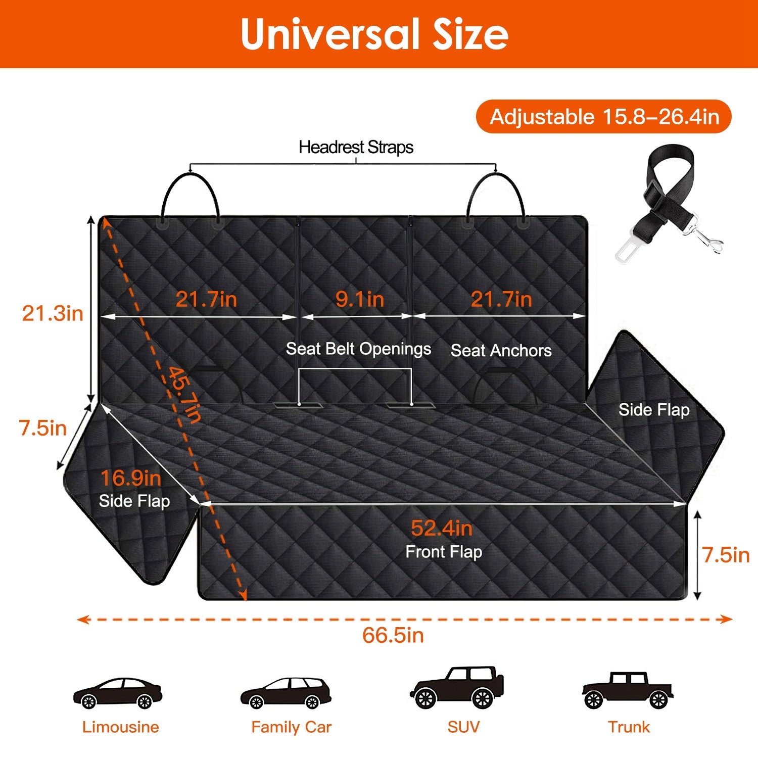 Waterproof Dog Car Seat Cover 🚗🐾 Scratchproof Rear Protector Mat with Seat Belt
