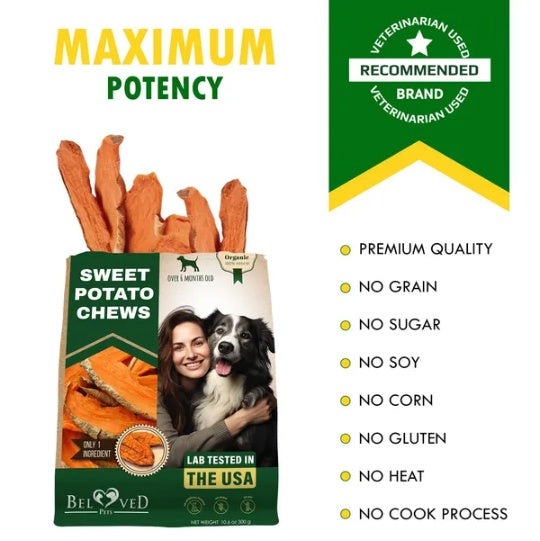 Sweet Potato Dog Treats 🍠🐾 Healthy Crunchy Chips (10.6 oz / 300g)