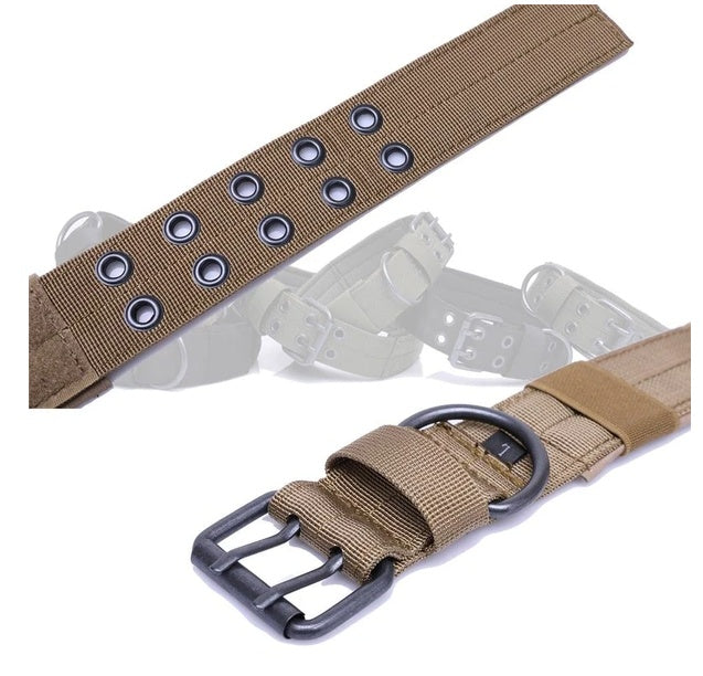 Tactical Heavy-Duty Dog Collar 💪 with Metal Buckle & Handle – Wide Nylon K9 Collar for Large Dogs