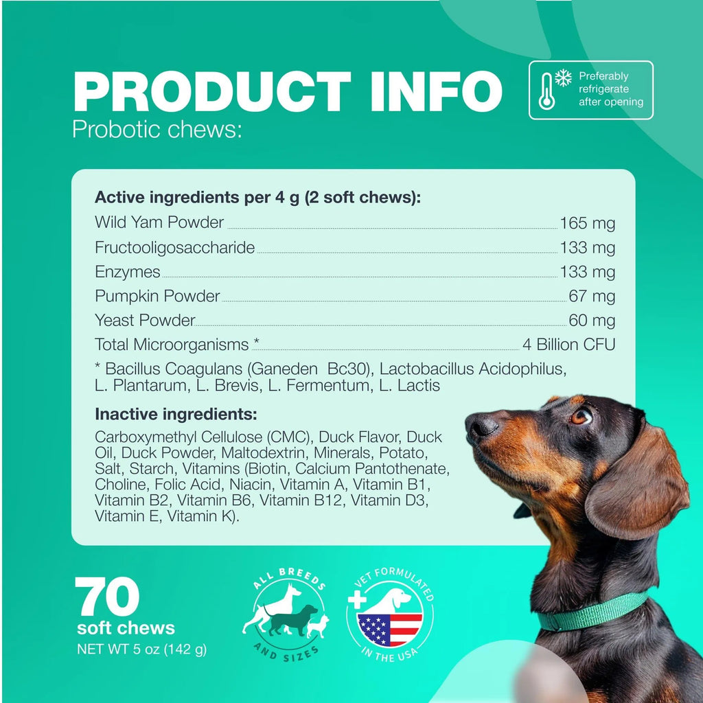 Probiotic Wellness Chews for Dogs 🐾 Daily Digestive Balance & Gut Support