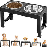 Adjustable Elevated Dog Bowl Stand 🐾 Black Raised Holder for Pet Feeding