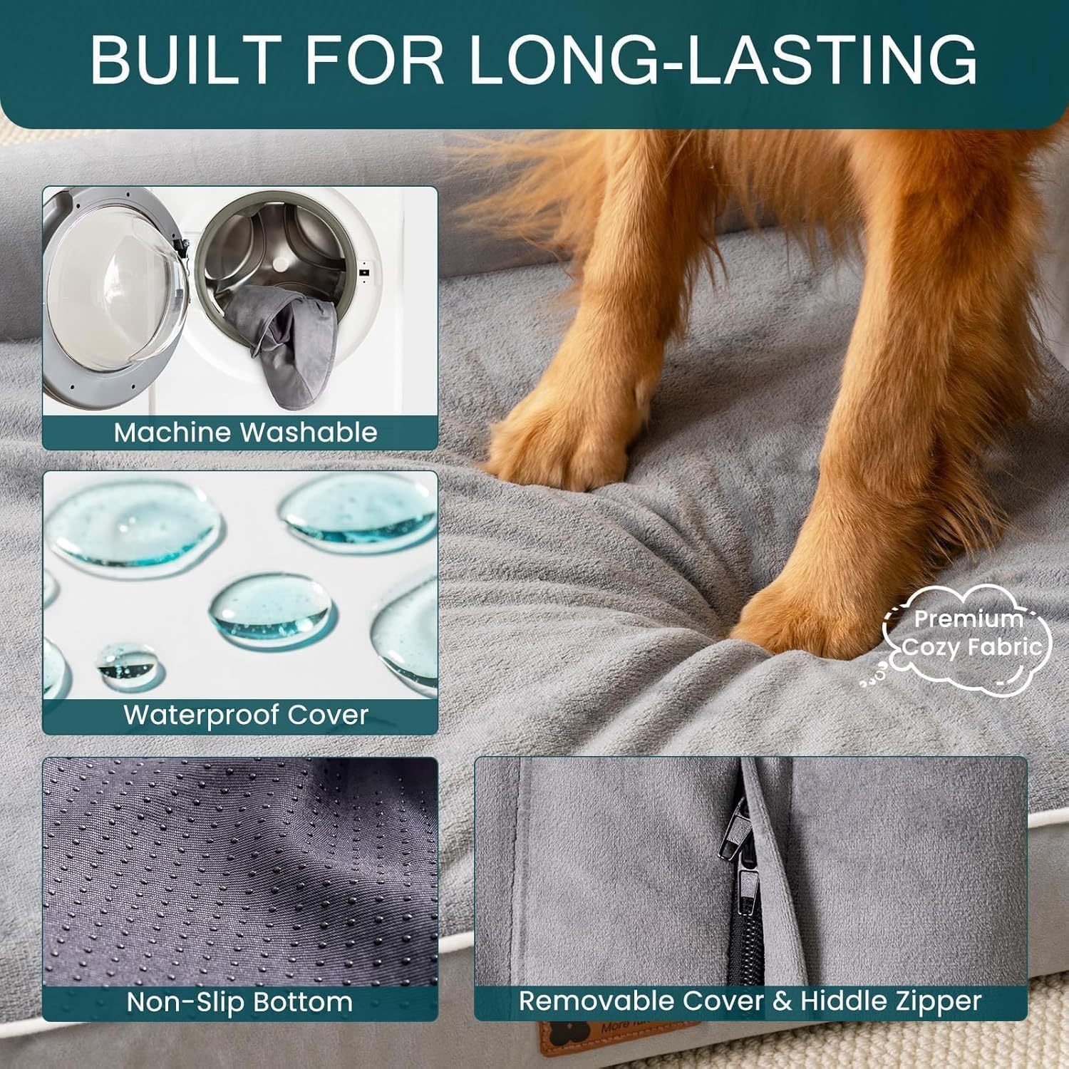 Orthopedic Dog Bed ️ XL Foam Mattress with Washable Waterproof Cover – For Large Dogs