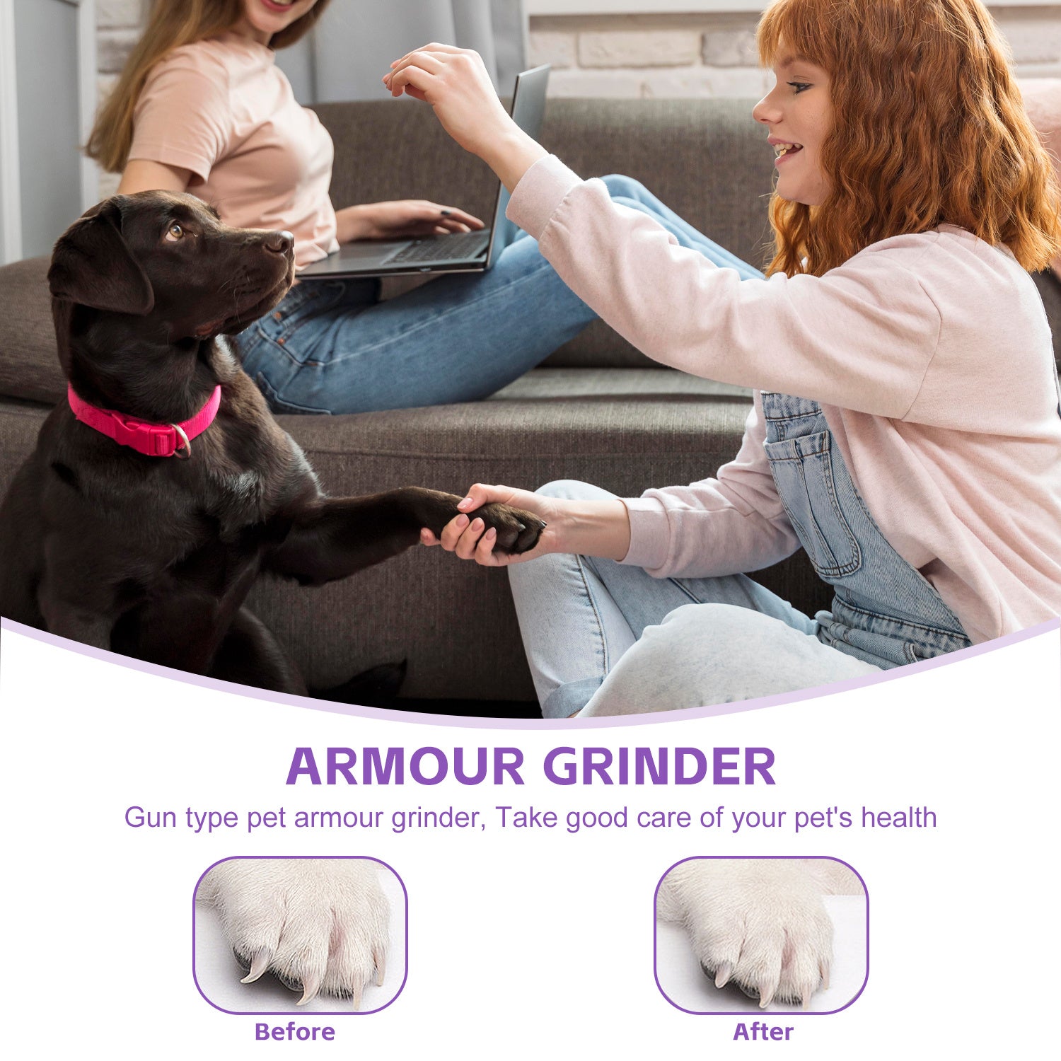Rechargeable Pet Nail Grinder 🐾 with LED Light & Safety Guard – Dog & Cat Nail Trimmer