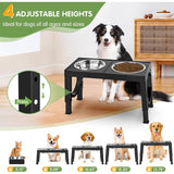 Adjustable Elevated Dog Bowl Stand 🐾 Black Raised Holder for Pet Feeding