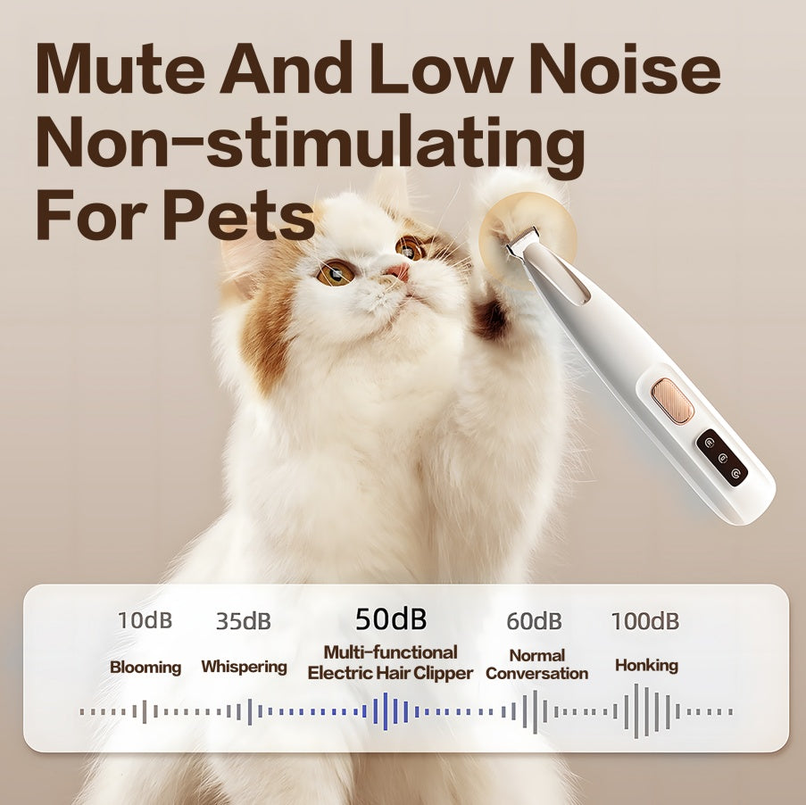 Rechargeable Pet Paw & Hair Trimmer 🐾 Waterproof, Quiet & LED Precision Grooming Tool