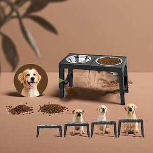 Adjustable Elevated Dog Bowl Stand 🐾 Black Raised Holder for Pet Feeding